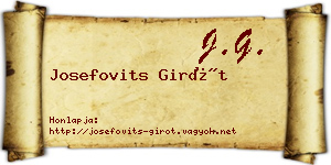 Josefovits Girót névjegykártya
